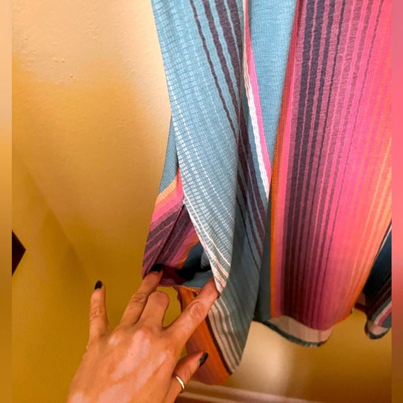 NWOT Crazy Train T-Shirt Dress Striped Turquoise Pink Dress w/pockets Small - Picture 6 of 7